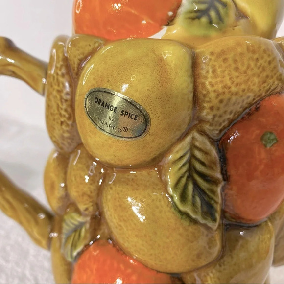 Vintage MCM Japan Pottery Ceramic Orange Spice 8Pc  Tea Set - Picture 2 of 16